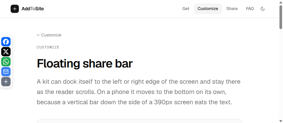The floating share bar demo